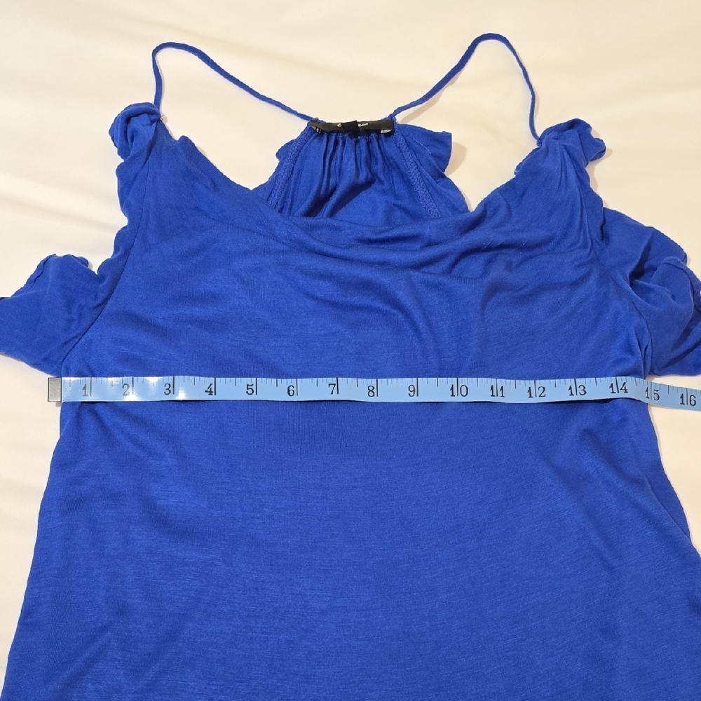 Express Halter Tank Top With Ruffles Royal Blue Size Small - Picture 7 of 9